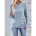 thumbnail image 5 of Womens Long Sleeve Shirts Tops Button Casual Blouses Pullover Tunic Winter Fashion Clothes Sky Blue XXL, 5 of 9