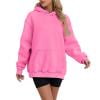 Aocisk Women Oversized Cropped Heavy Weight Fleece Hoodie with Pockets Pullover Sweatshirt Hot Pink M