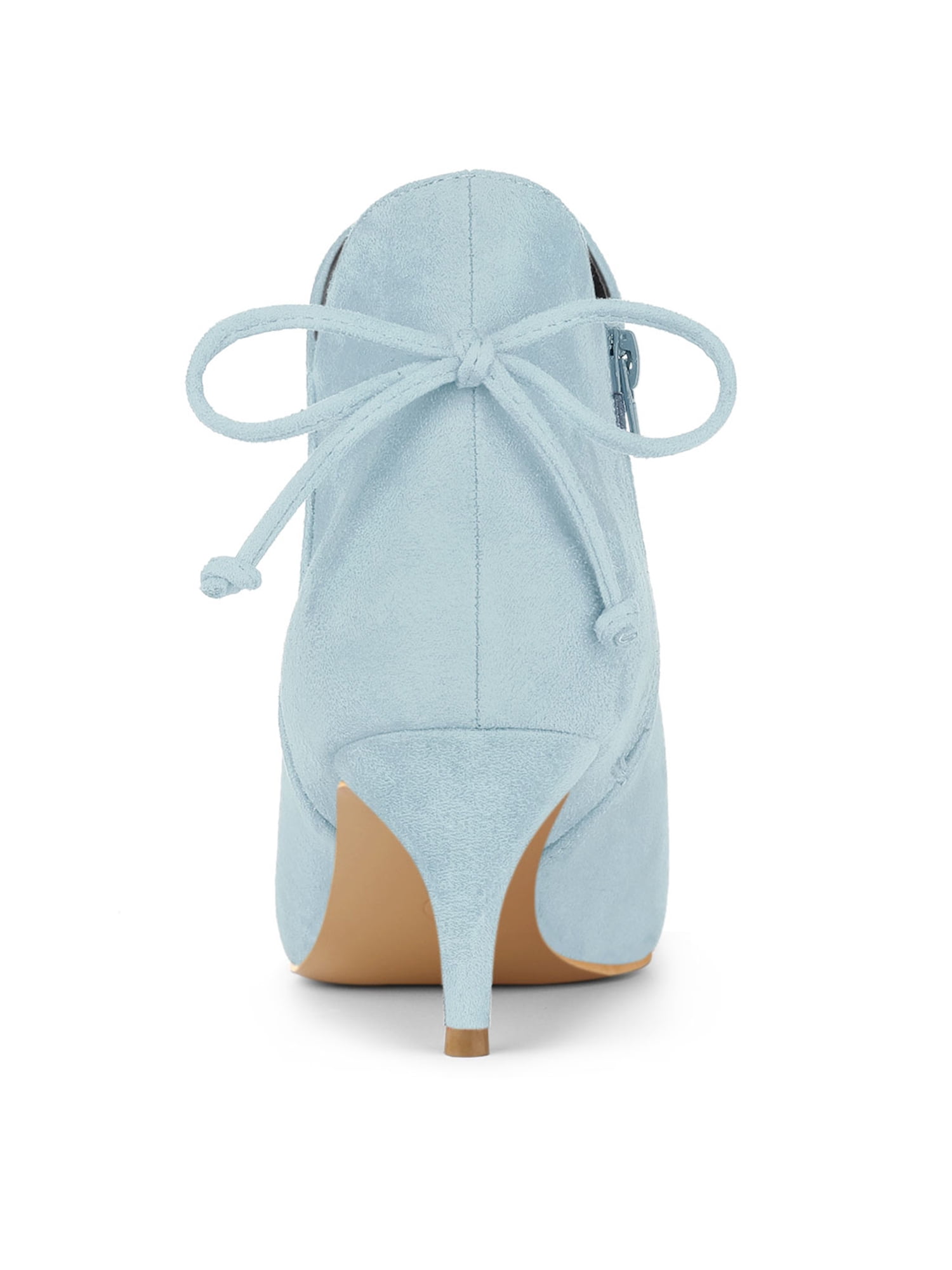 DARING DIVA Women's Pointy Toe Kitten Heel Ankle Booties Sky Blue 9