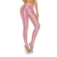 thumbnail image 4 of YONGHS Women's Oil Shiny Shaping Pantyhose Stockings Sheer Dance Tights Stretch Gym Yoga Pants Pink XL, 4 of 6