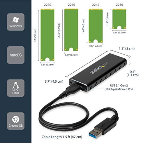 StarTech.com Caja de Aluminio SSD M.2 a USB 3.0 (5Gbps) con UASP - M.2