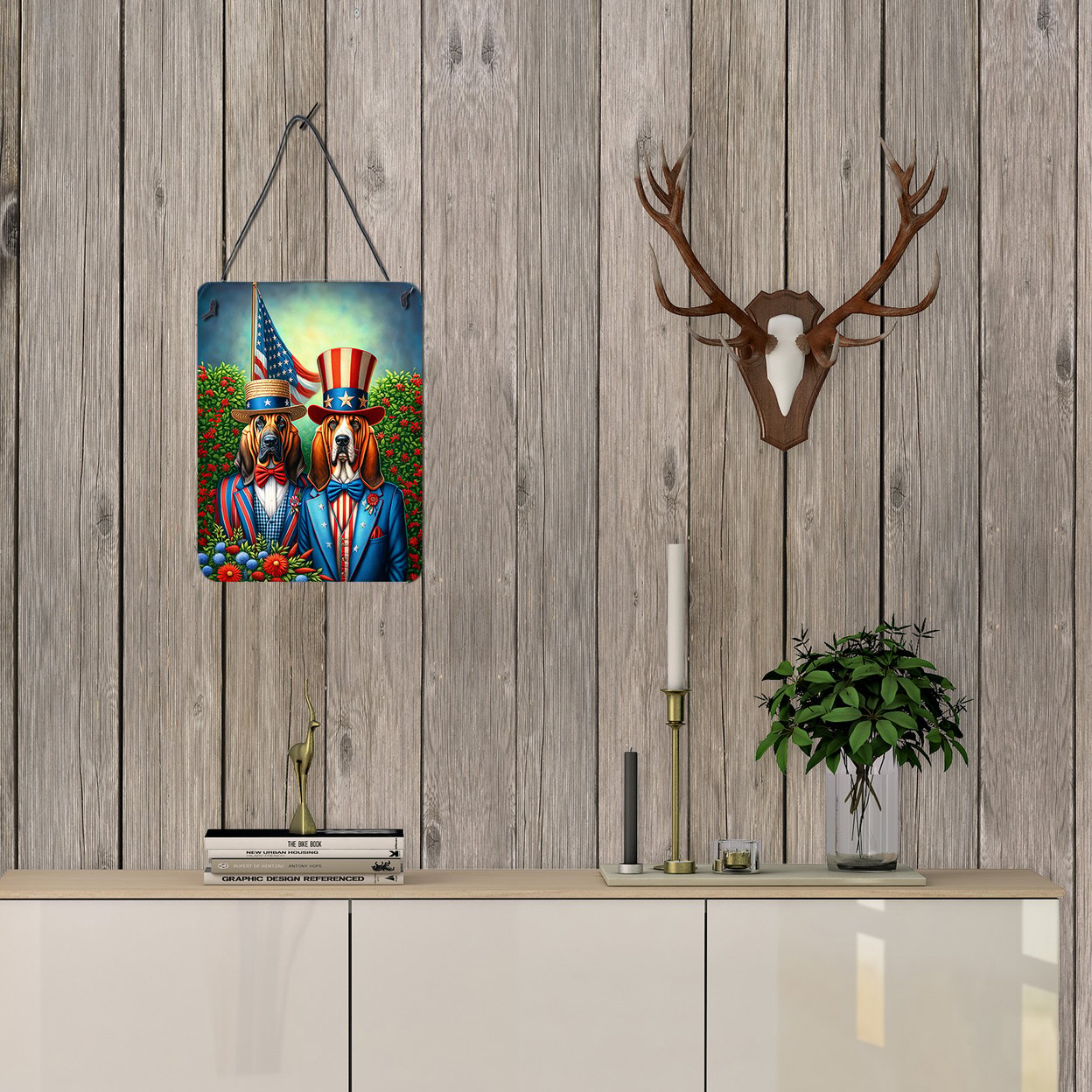 All American Bloodhound Wall or Door Hanging Prints 12 in x 16 in