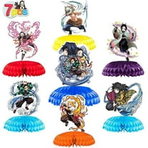 7 Pcs Demon Slayer Theme 3D Double Side Honeycomb Centerpieces Table Toppers,Cartoon Birthday Party Decorations Supplies for Birthday