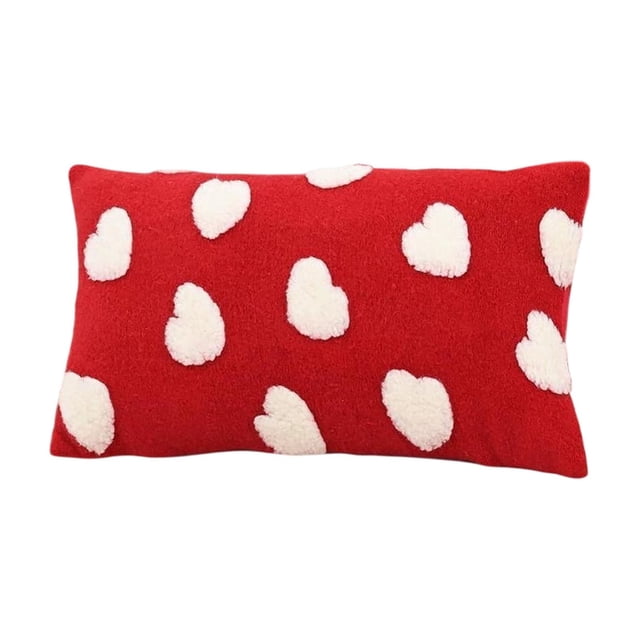 B Red Heart Pillowcase Cushion Cover Soft Fabric Multifunctional Invisible Zipper Lumbar Support For Sofa Bed Chair Valentine Decor Color B
