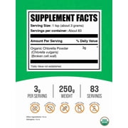 BulkSupplements Organic Chlorella Powder - 3g per Serving - 250 Grams (8.8 oz) - 83 Servings