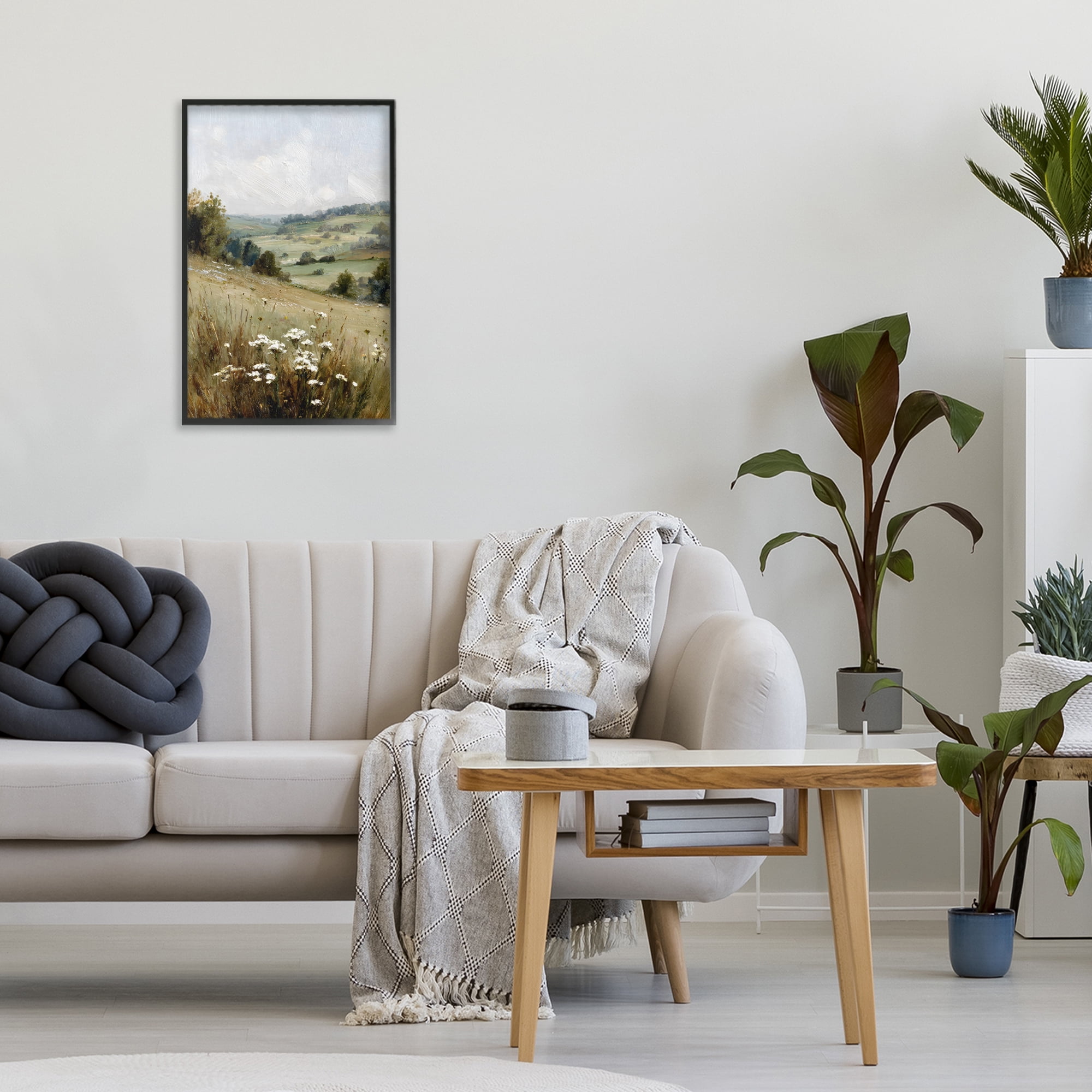 Stupell Industries Hill of White Flowers Black Framed Giclee Art, design by Petal Prints Design