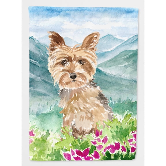 Carolines Treasures CK2512CHF Mountian Flowers Yorkshire Terrier Yorkie Flag Canvas House Size  Large multicolor