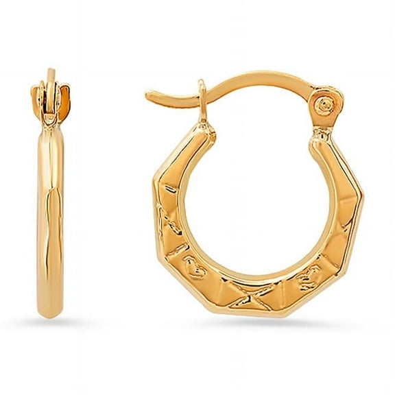 Kylie Harper 10k Yellow Gold Petite 12mm Diamond - cut Huggy Hoop Earrings
