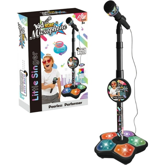 2026 New  Microphone with Adjustable Stand, Built-in Music, Colorful Lights, Echo Effects, Singing Machine, Christmas Birthday Gift