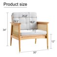 thumbnail image 7 of Accent Leisure Chair Modern Minimalist Rattan Like Solid Wood Sofa 1-Seat Cushioned Sofa for Living Room Bedroom, 7 of 7