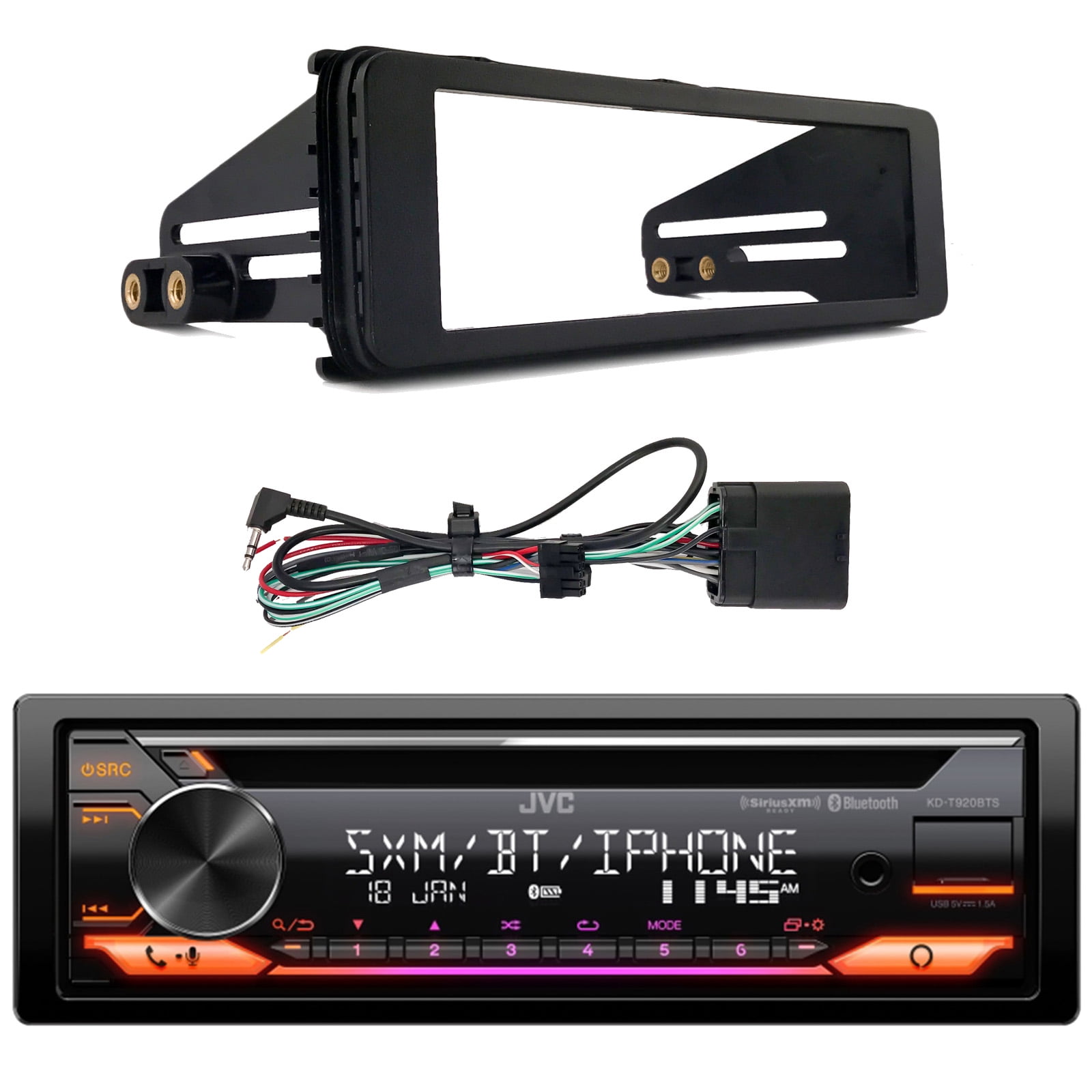 JVC KDT920BTS Single DIN AM/FM Radio Stereo USB AUX CD Player