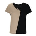 thumbnail image 4 of ABATAB Womens Shirts Color Block Short Sleeve V Neck Party Tee Tops Summer Button Down Casual Fashion Offfice Shirts, 4 of 6
