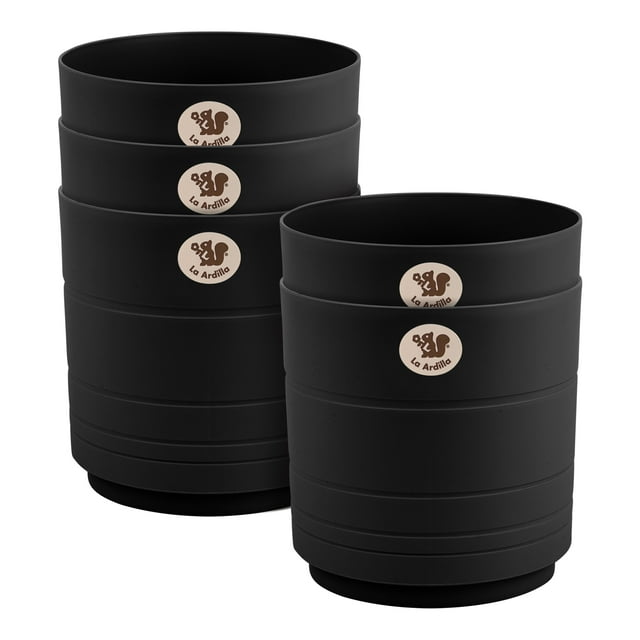 Set 5 Macetas Amalfi Redondas D15.3cm Con Rejilla Interna (Negro)