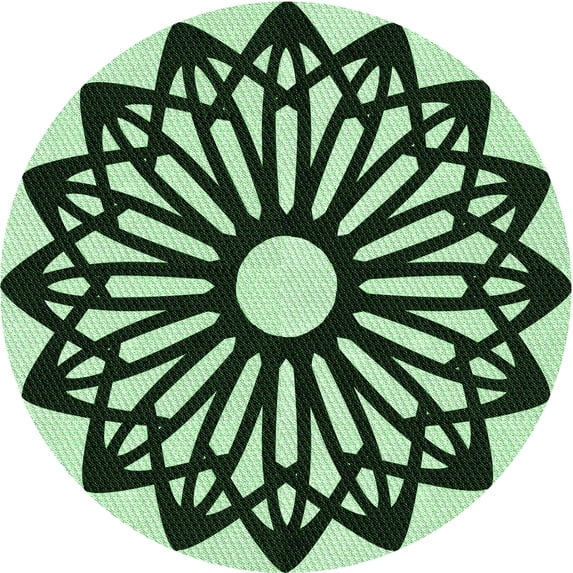 Ahgly Company Machine Washable Indoor Round Transitional Dark Forest Green Area Rugs, 8' Round
