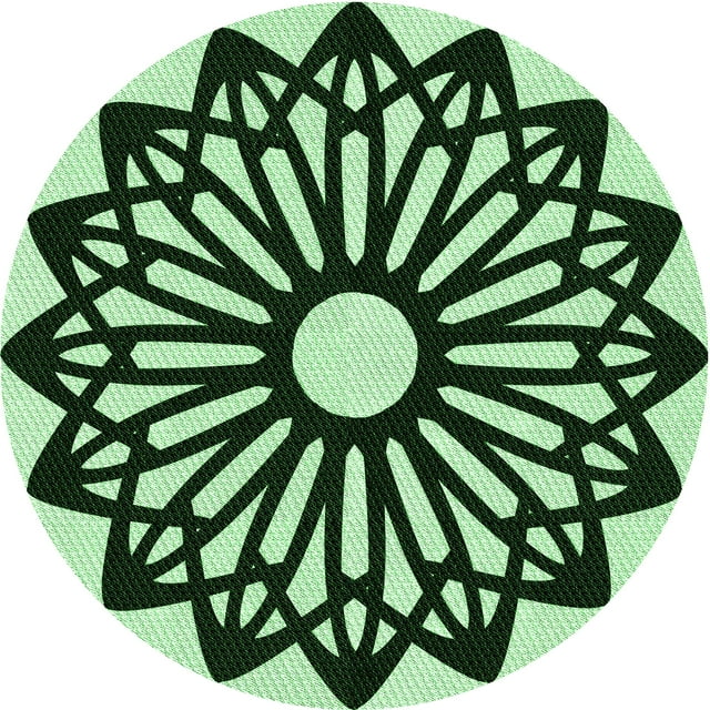 Ahgly Tapis Rond Lavable en Machine Intérieur Transitionnel Vert Forêt Foncé, 4 Pieds Rond