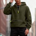 thumbnail image 4 of Thermal Hoodie for Men Drawstring Cuffed Long Sleeve Outdoor Pullover Top with Pockets for Hiking Olive Green S, 4 of 8