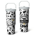 thumbnail image 2 of 1pc dairy cow 30oz Tumbler with Straw & Handle - Insulated Stainless Steel Cup | Holiday Gift for Man Women (Christmas, Valentine's, Birthday), 2 of 7