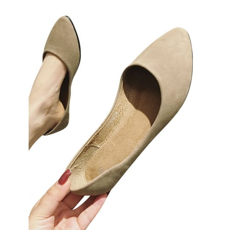 

Rotosw Women s Loafers Slip On Flats Anti-Slip Flat Shoes Lightweight Comfort Pumps Walking Solid Color Dress Shoe Apricot 7