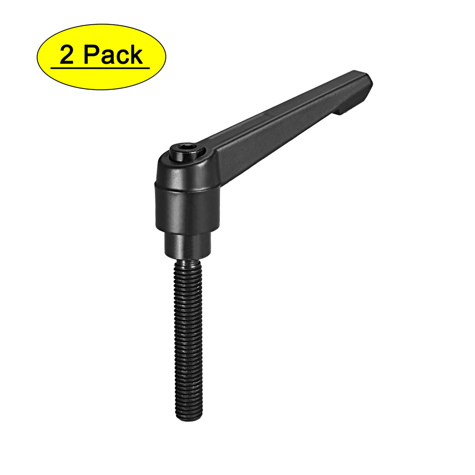 Uxcell M10 x 60mm Metric Adjustable Clamping Lever Handle with Stud Black 2 Pack
