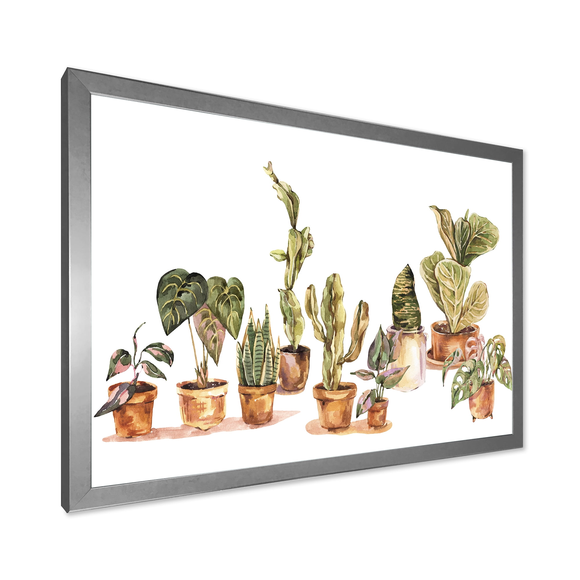 Designart 'Indoor House Plants Urban Jungle in Flowerpots I' Traditional Framed Art Print