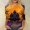 Yellow #021, variant on Womens Halloween Shirts Pumpkin Witch Hat Print Crew Neck Vintage Tops Bat Loose Fit 3/4 Sleeve Horror Funny T-Shirt 3XL