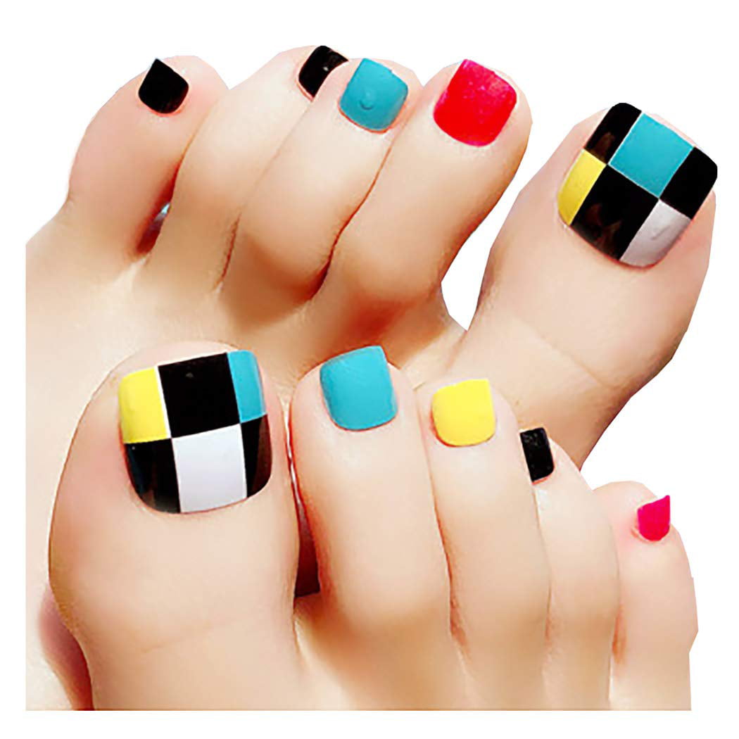 Barode 24Pcs False Toe Nails Glossy Art Design Acrylic Full Cover Square  Short Fake Toenails Green Summer Beach Party Clip on Foot Nail for Women  and Girls: Buy Online at Best Price