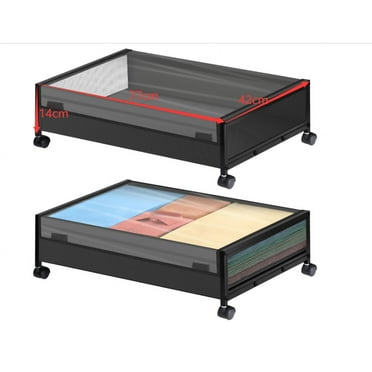 Under Bed Storage with Wheels, 2 Pack Under Bed Storage Containers, Large Under Bed Rolling Storage with Lid, Bedroom Storage Organizer for Clothes, Shoes,Toys, Books, Blankets BLACK