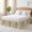 Beige, variant on White Wildflowers Bed Skirt Queen Size 16 Inch Drop, Rustic Floral Green Leaf Stems Black Background Adjustable Elastic Dust Ruffles Bedskirt for Queen Bed Wrap Around Pleated Mattress Frame Cover
