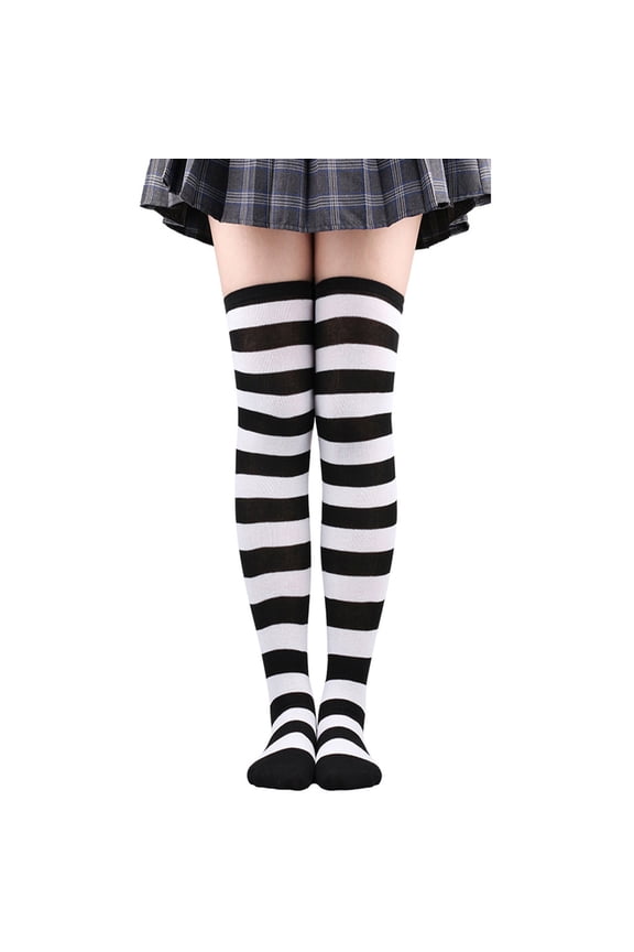 Women's Striped Thigh High Over Knee Socks for Cosplay & Halloween