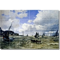 Ceramic Tile Mural-Claude Monet Waterfront Painting 130. 25.5" w x 17" h using (24) 4.25 x 4.25 ceramic tiles