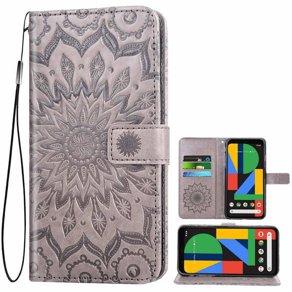 Étui Portefeuille à Rabat Magnétique en Cuir PU avec Poche pour Billets d'Argent, Porte-Monnaie, Étui à 3 Fentes pour Cartes de Crédit pour Google Pixel 4, Noir