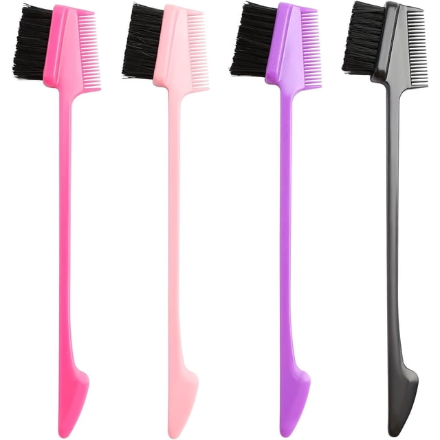 Juego de 4 piezas de cepillos para el control de los bordes del cabello, herramienta de cepillo para el cabello con control de bordes de doble cara, peine suave para el cuidado de peines de pestañas, cepillos para peinar las cejas ER