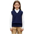 thumbnail image 6 of Boys Sweater Vest Kids Solid School Uniform Sleeveless Knit Sweaters Tops Cotton V-Neck Knitted Pullover 5-14 Years, 6 of 6
