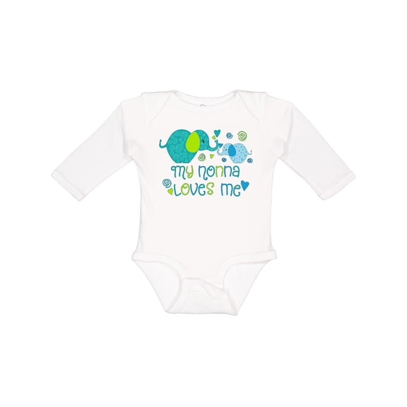 Inktastic My Nonna Loves Me Cute Elephants Boys or Girls Long Sleeve Baby Bodysuit