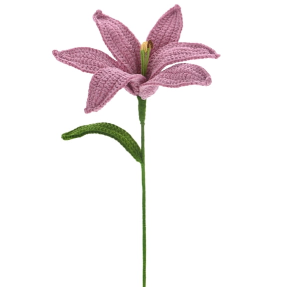 1-Pack Crochet Flowers, Knitted Artificial Wool Lily for, Handmade Knitted Flowers [Peach Pink]