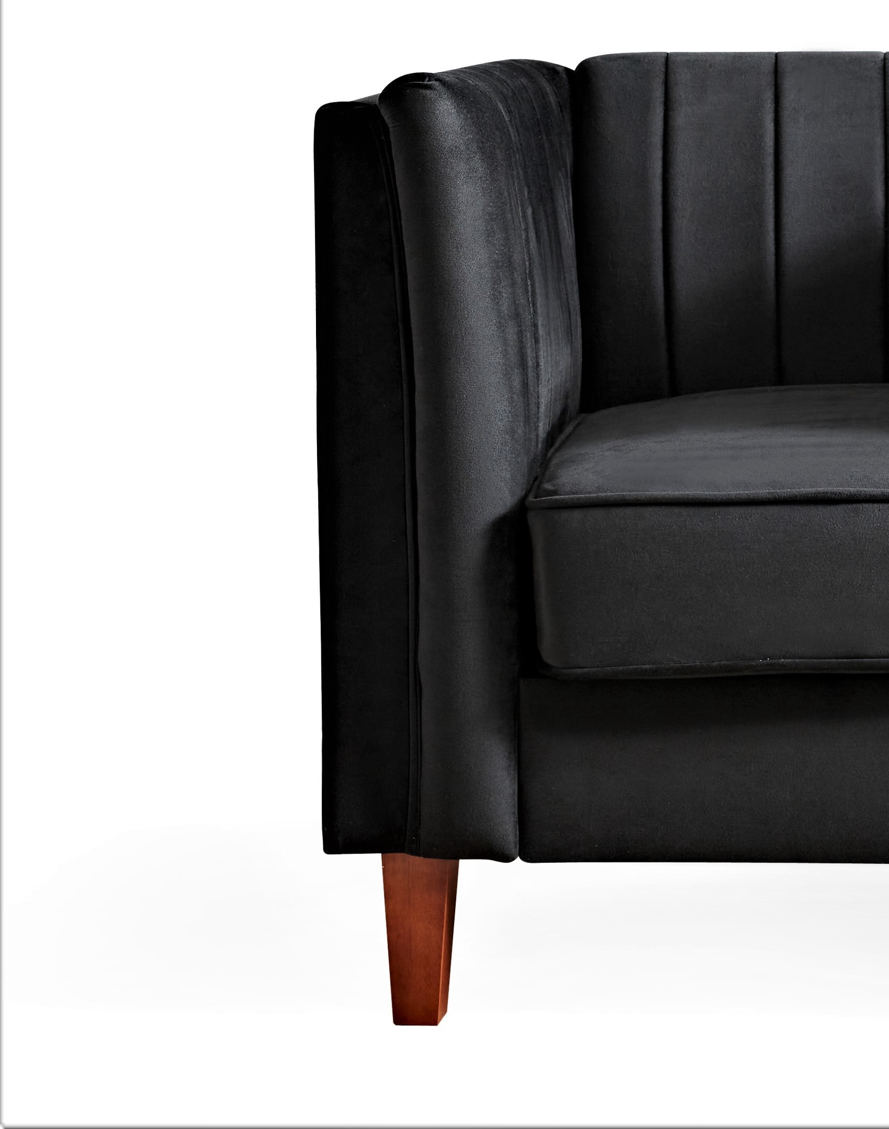 Plainfield Line Tufted Square Design ArmChair, Black