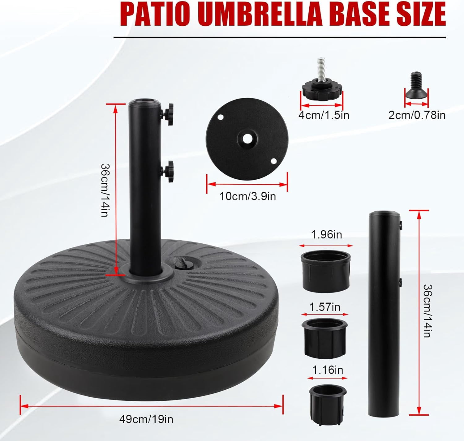 50Lbs Patio Umbrella Base, Outdoor Umbrella Stand Water Filled Stand, Market Patio Outdoor Heavy Duty Umbrella Holder (Black)