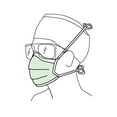 thumbnail image 3 of Halyard Surgical Mask, Anti-Fog Adhesive Film, Tie Closure, Pleated, One Size Fits Most, Green, 3 of 4