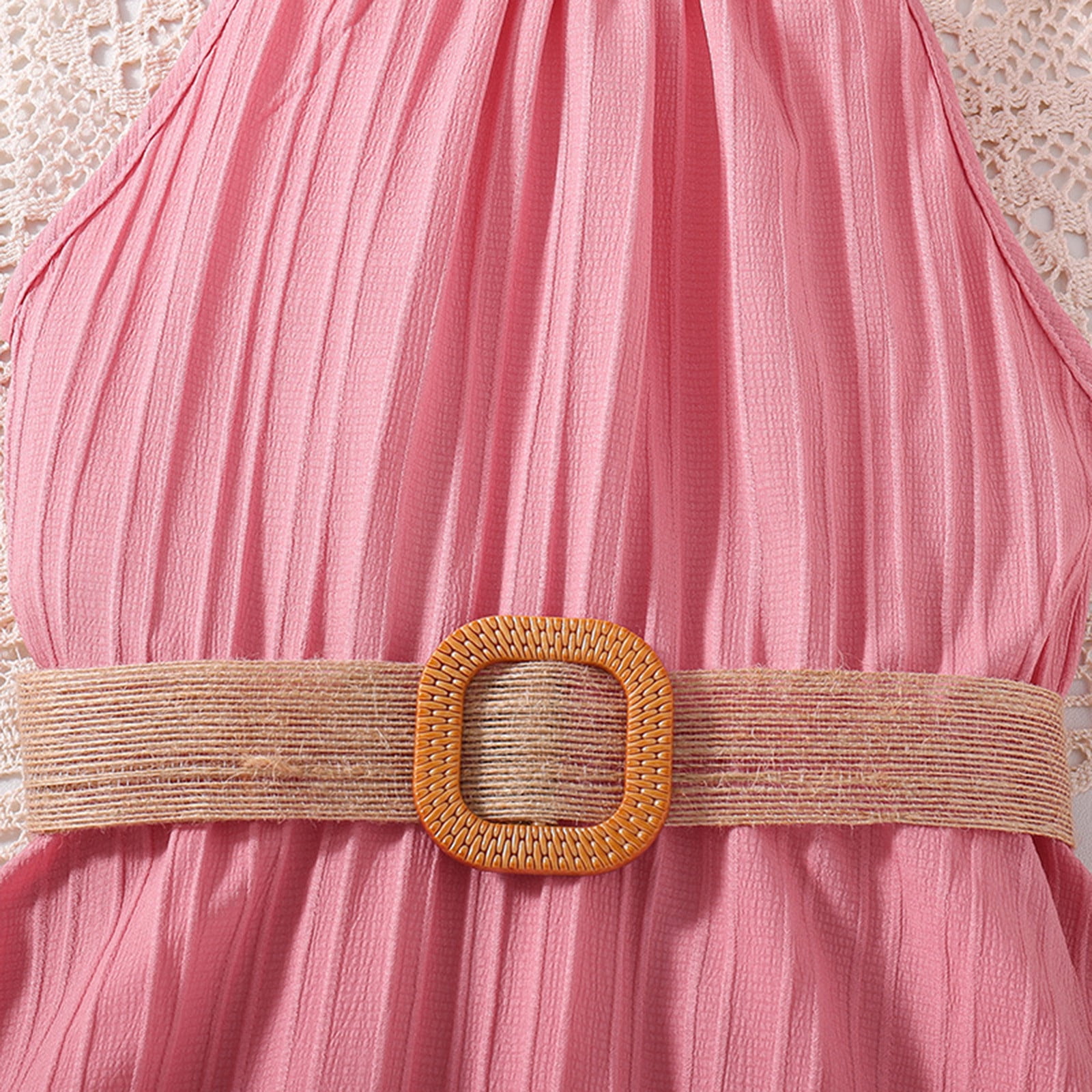 slim fit dress slacks Un Deux Trois Girl's Glitter Pleated High-Low Dress - Rose main image 0