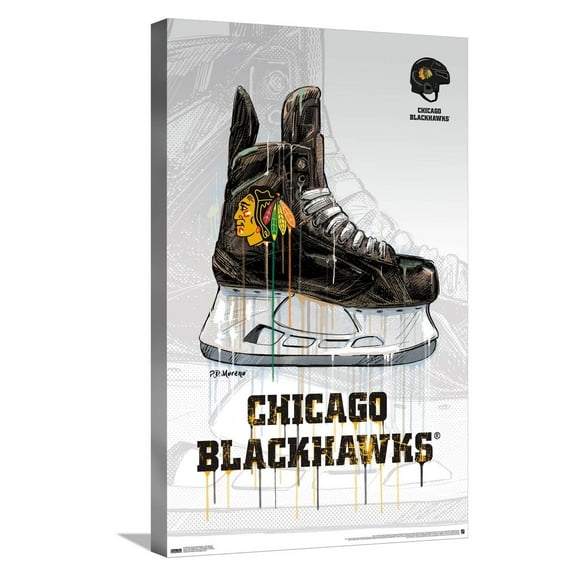 NHL Chicago Blackhawks - Drip Skate 21 Canvas Wall Poster, 14.725" x 22.375"