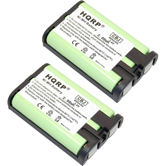 HQRP TWO Phone Batteries for Panasonic KX-TGA301, KX-TGA351, KX-TGA600, KX-TGA600B, KX-TGA600M, KX-TGA600S Cordless Telephone