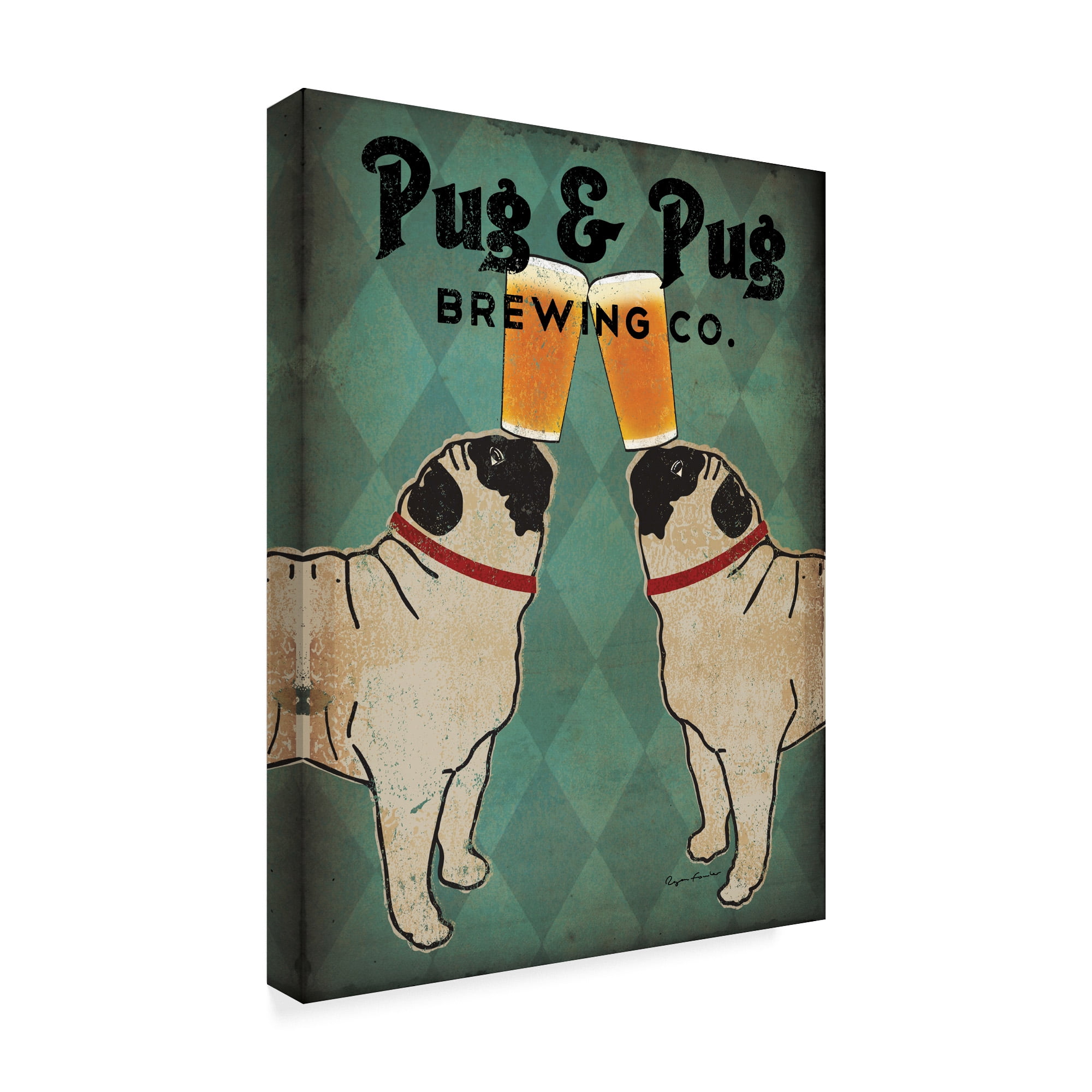 Trademark Fine Art 'Pug and Pug Brewing' Canvas Art by Ryan Fowler