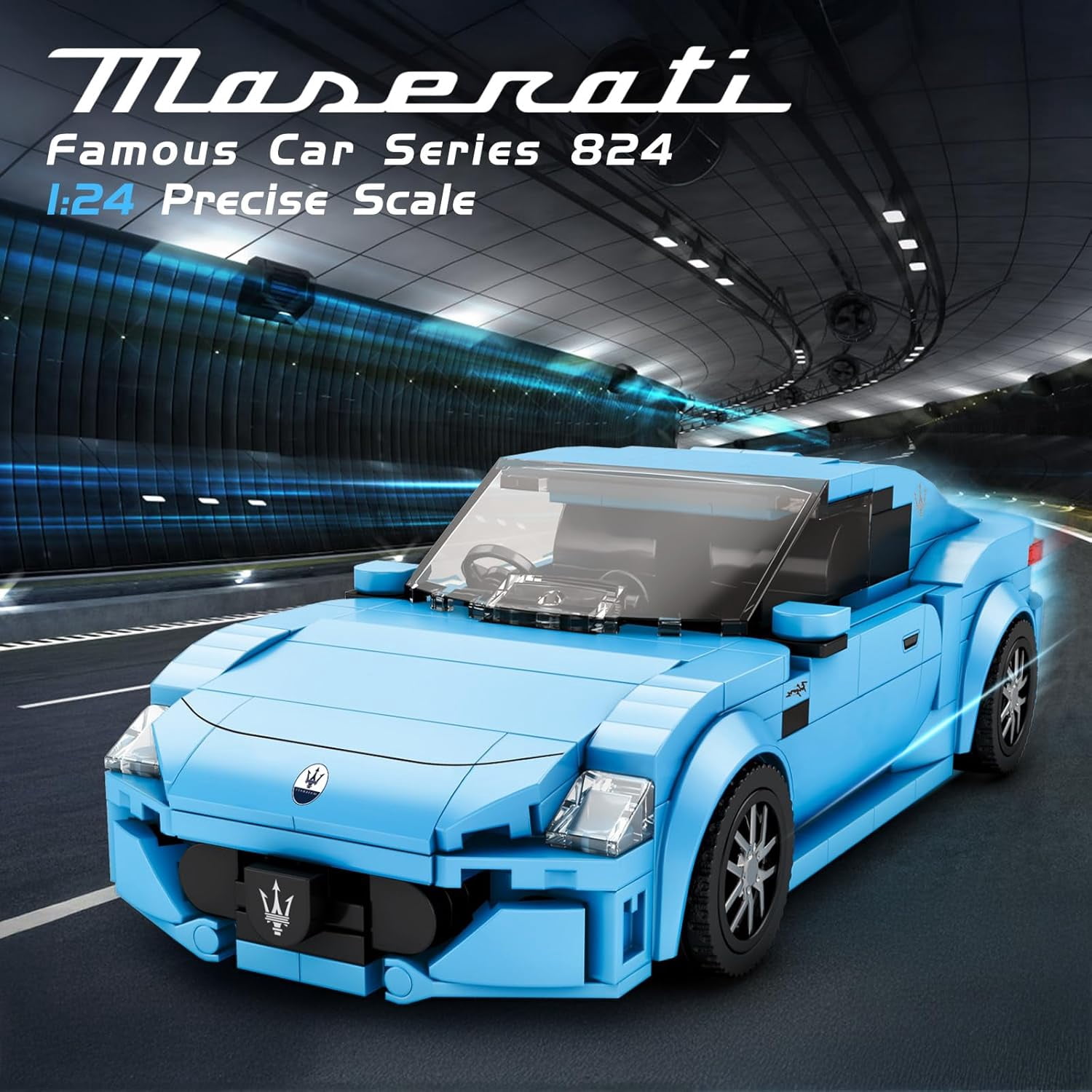 Super Sports Car Building Blocks Sets, Classic Collectible Car Model  , Mini Sports Cars Toy Kit for Adult Blue(384 Pieces)
