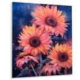 thumbnail image 2 of Designart "Coral Blue Sunflower Golden Coastal Sunflowers" Sunflowers Metal Art Print, 2 of 5