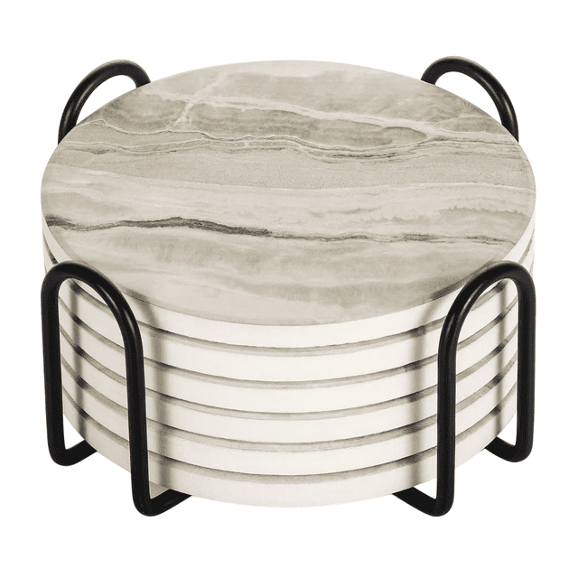 Juego De Portavasos Blanco Jaspeado 6 PZS BELUG