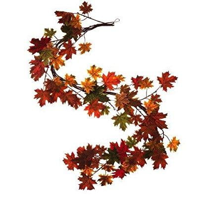 Fall Leaf Garland 6 Feet W Mixed Maple Leaves Walmart Com
