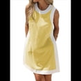 thumbnail image 2 of Conjuntos de 2 Piezas para Mujer: Jersey Informal de Cuello Redondo Sin Mangas con Bloques de Color y Pantalones Cortos A Juego con Bolsillos Amarillo XXL, 2 of 10