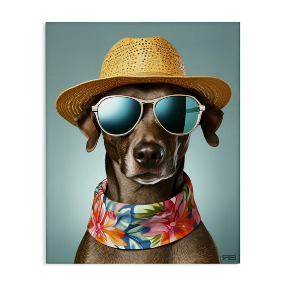 Stupell Industries Beach Ready Pup Animals & Insects Painting Gallery Wrapped Canvas Art Print Wall Art, 16 x 20