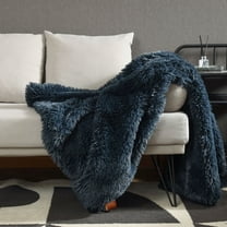 Phantoscope Alpaca Fleece Blanket Soft Plush Throw Blanket for Couch, Bed, 50"x 60", Navy, 1 Pack