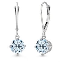 Gem Stone King 14K White Gold Sky Blue Topaz Earrings for Women | 2.00 Cttw | Gemstone November Birthstone | Round 6MM